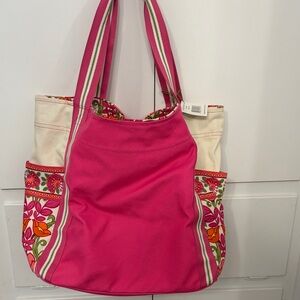 Vera Bradley Pink and White Floral Tote - Lilli Bell